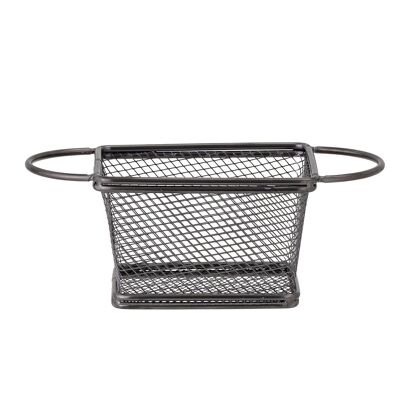 Enes Serving Basket, Black, Stainless Steel - (L16xH6,5xW8 cm)