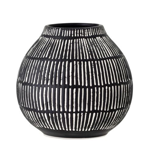 Elveda Deco Vase, Black, Stoneware - (D15,5xH14,5 cm)