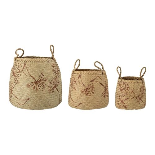 Molli Basket, Nature, Seagrass - (D33xH38/D29xH29/D20xH22 cm, Set of 3)