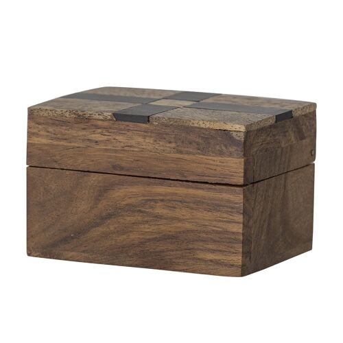 Cemile Box w/Lid, Brown, Mango - (L6,5xH4xW4,5 cm)