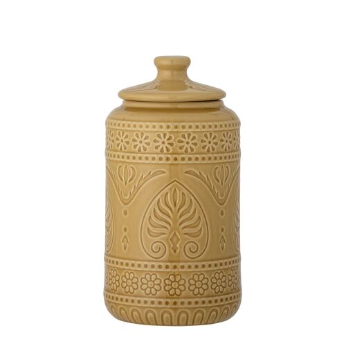 Rani Jar w/Lid, Yellow, Stoneware - (D11,5xH21,5 cm)