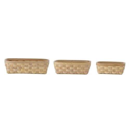 Wilja Bread Basket, Nature, Firwood - (L40xH11xW30/L33xH11xW25/L25xH11xW19 cm, Set of 3)