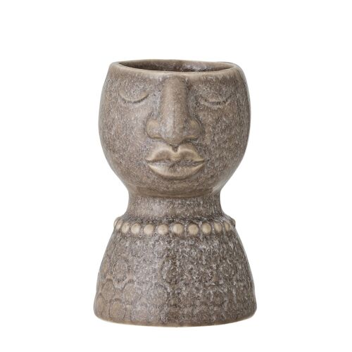 Magdi Vase, Brown, Stoneware - (D8xH14 cm)