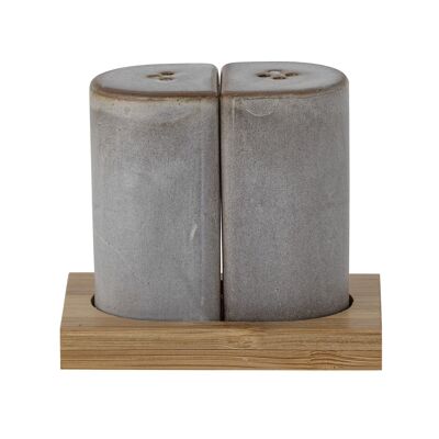 Josefine Salt & Pepper Shaker, Grey, Stoneware - (L9xH8xW6 cm, Set of 3)