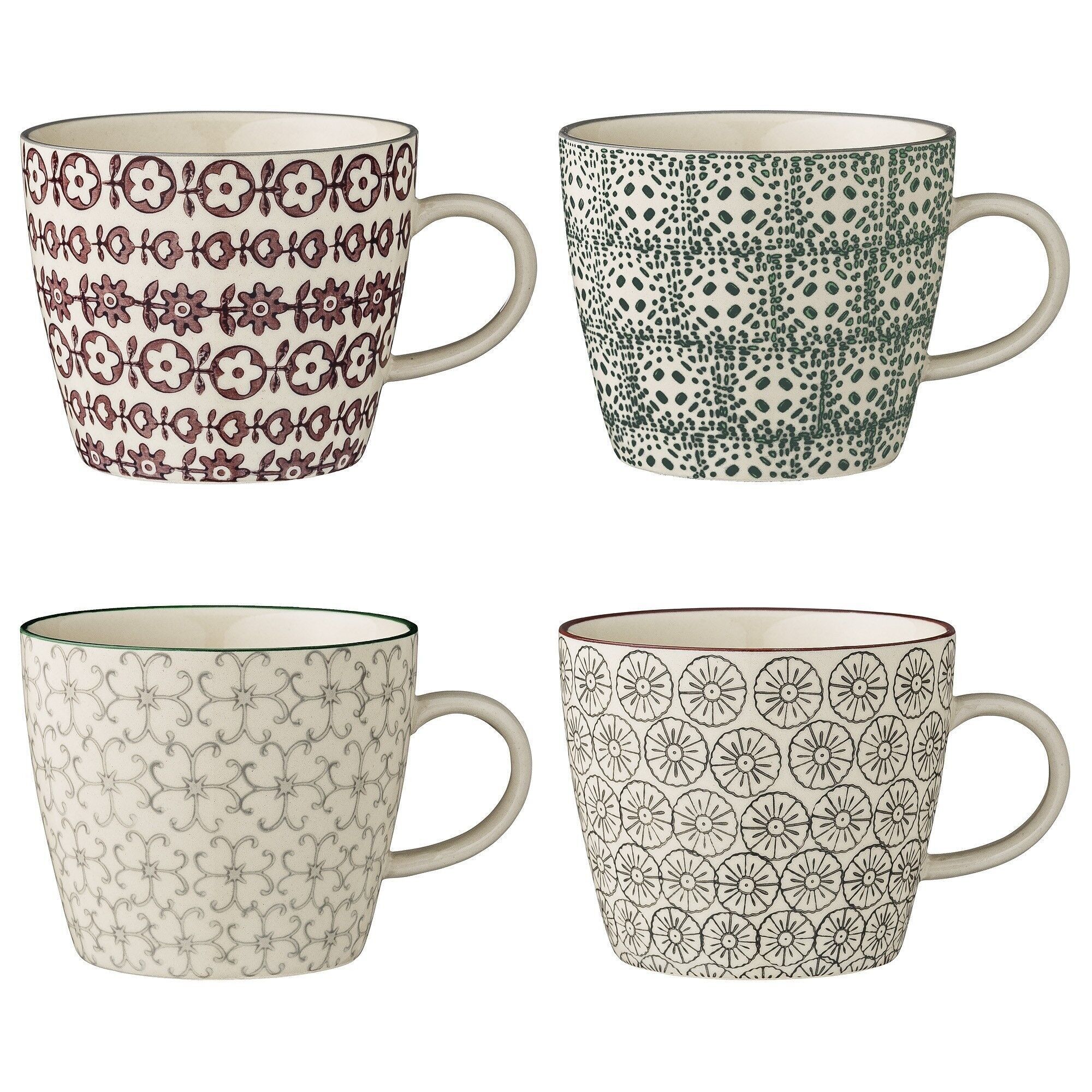 Tazza Karine, Verde, Gres - (D9,5xH8 cm, 4 assort.)