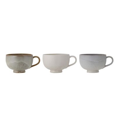 Lila Cup, Grey, Stoneware - (D10xH6,5 cm, Set of 3)