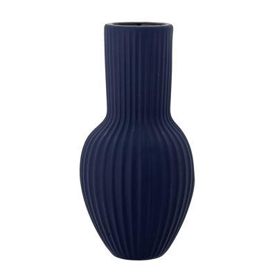 Christal Vase, Blau, Steinzeug - (D13,5xH26,5 cm)