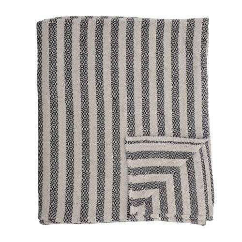Kari Bedspread, Black, Recycled Cotton - (L260xW220 cm)