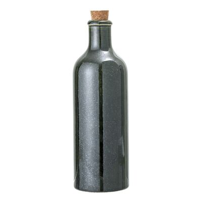 Joëlle Flasche mit Deckel, Grün, Steingut - (D8xH25 cm)