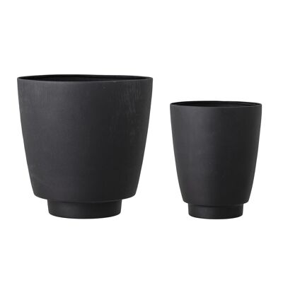Ilion vaso di fiori, nero, metallo - (D21xH25/D30,5xH31 cm, set di 2)