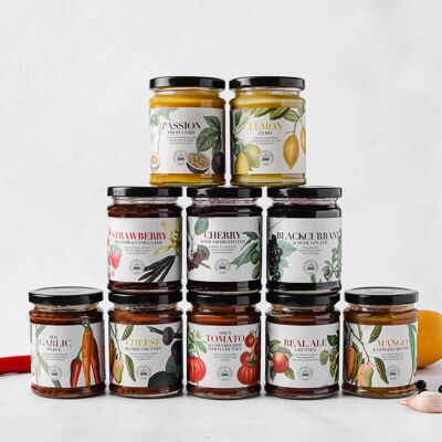 Royal Botanical Gardens, Kew Sweet & Savory Preserves Bundle Collection – Standardgläser – 1 Kiste mit je 11 Geschmacksrichtungen (insgesamt 132 Gläser)