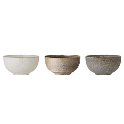 Addison Bol, Gris, Grès - (D16xH8 cm, Lot de 3)