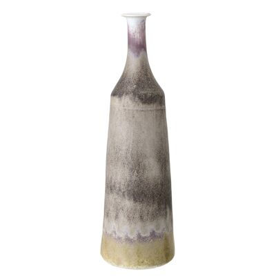 Rille Vase, Braun, Steingut - (D12,5xH40 cm)