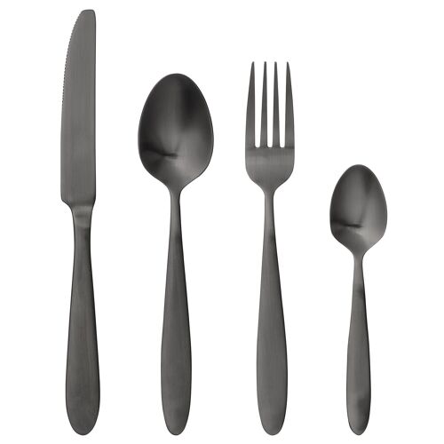 Frea Cutlery, Black, Stainless Steel - (K:L22,5/F:L20/S:L19,4/TS:L14,5cm, Set of 4)