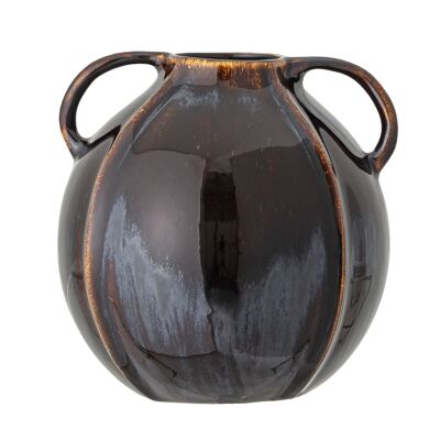 Inela Vase, Marron, Grès - (D15xH15 cm)