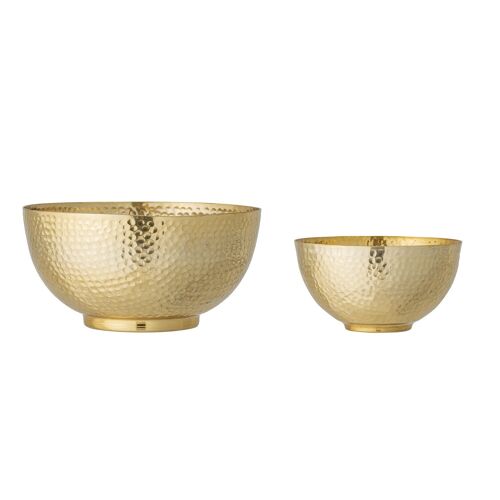 Camelia  Bowl, Gold, Aluminum - (D16,5xH9/D23xH12 cm, Set of 2)