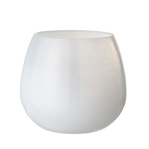 Karna Votive, White, Recycled Glass - (D9,5xH9 cm)