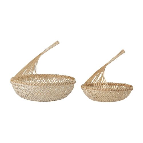 Nicca Basket, Nature, Bamboo - (D20,5/24,5xH19/23 cm, Set of 2)