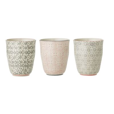 Cécile Cup, Rose, Gres - (D8,5xH9,5 cm, 3 assort.)