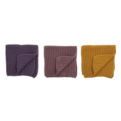Ninna Dishcloth, Purple, Cotton - (L27xW27 cm, Set of 3)