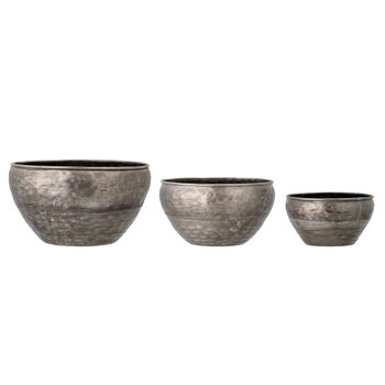 Pot de Fleurs Ilinca, Bronze, Métal - (D26xH15/D35xH19/D42,5xH23,5 cm, Lot de 3) 1