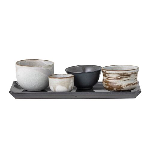 Masami Sushi Set, White, Stoneware - (L26xH7xW12 cm, Set of 5)