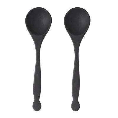 Servidores de ensalada Efi, negro, acacia - (L25,5xH1,5xW6,5 cm, juego de 2)