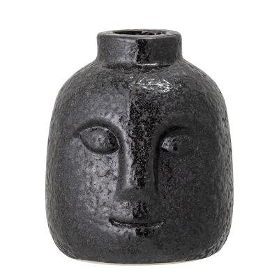 Eliot Candlestick, Black, Stoneware - (L8,5xH9xW7,5 cm)
