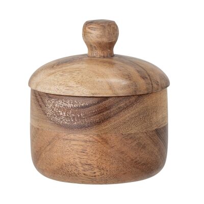 Bocal Gael avec Couvercle, Nature, Acacia - (D8xH8 cm)