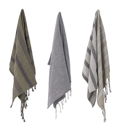 Mara Kitchen Towel, Grey, Cotton - (L70xW45 cm, Pack of 3)