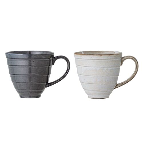 Masami Cup, White, Stoneware - (D10xH10 cm, Set of 2)