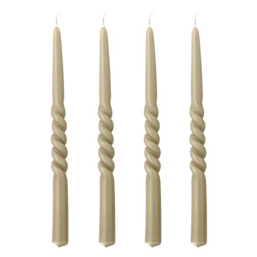 Twist Candle, Nature, Parafin - (D2,2xH30 cm, Pack of 4)