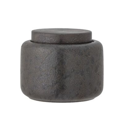 Chau Jar w/Lid, Brown, Stoneware - (D11xH8,5 cm)