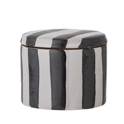 Serina Jar w/Lid, Black, Stoneware - (D12,5xH10,5 cm)