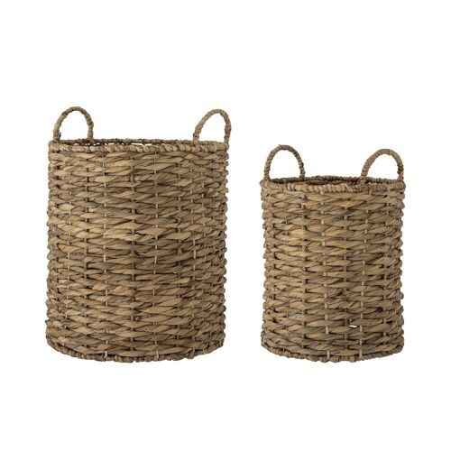 Lilla Basket, Nature, Water Hyacinth - (D31xH44/D37xH50 cm, Set of 2)