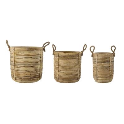 Tesser Basket, Nature, Rattan - (D27xH36/D37xH38/D43xH43 cm,, Set of 3)
