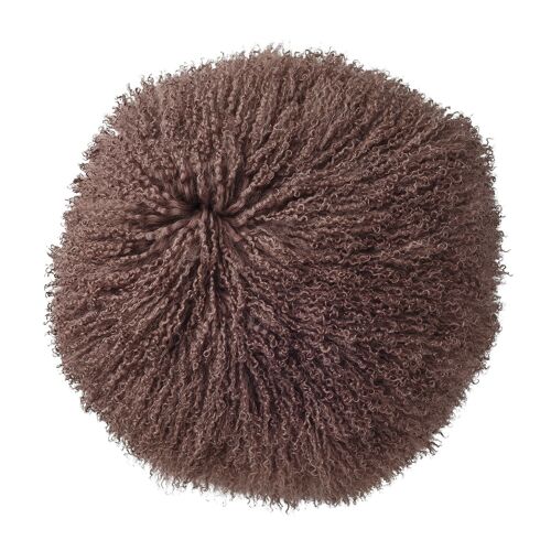 Dogan Cushion, Rose, Lambskin Mongolian - (D35 cm)