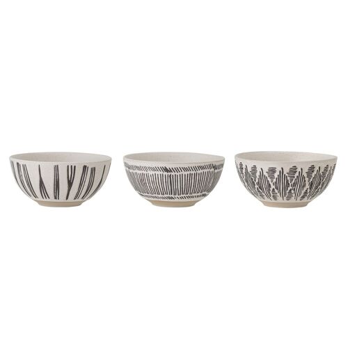 Eliana Bowl, Black, Stoneware - (D11,5xH5,5 cm, Set of 3)