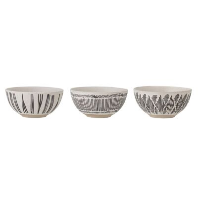 Eliana Bowl, Black, Stoneware - (D11,5xH5,5 cm, Set of 3)