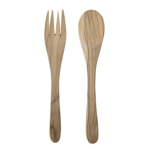 Cama Salad Servers, Nature, Teak - (L30xH2xW7 cm, Set of 2)