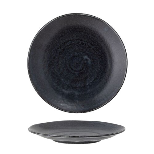 Yoko Plate, Black, Porcelain - (D24xH3 cm, Set of 4)
