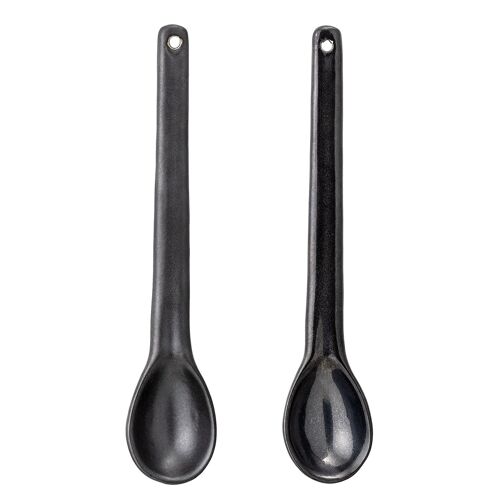 Leah Spoon, Black, Stoneware - (L18xH2xW3,5 cm, 2 assort.)