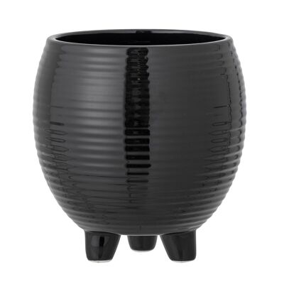 Pot de Fleurs Arnel, Noir, Céramique - (D13,5xH14 cm)