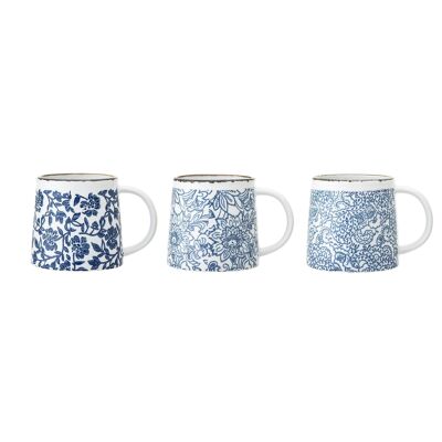 Tazza Molly, Blu, Gres - (D9,5xH9,5 cm, Set di 3)