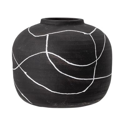Jarrón Niza Deco, Negro, Terracota - (D20xH16,5 cm)