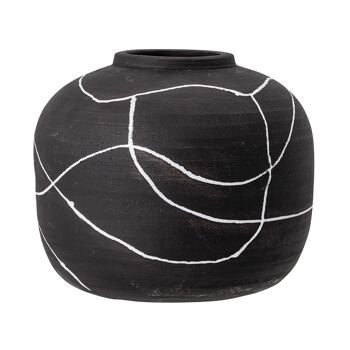 Vase Déco Niza, Noir, Terre Cuite - (D20xH16,5 cm) 1