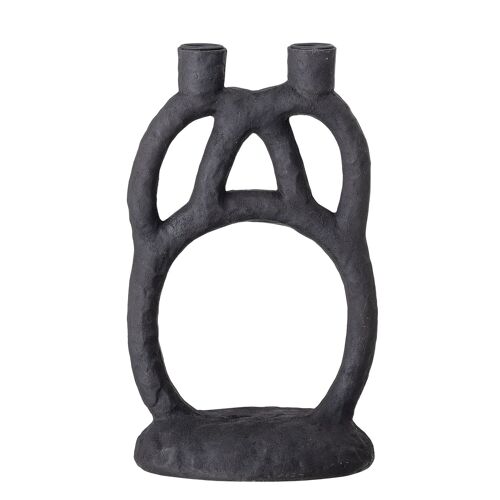 Ramina Candle Holder, Black, Polyresin - (L17,5xH29xW12,5 cm)