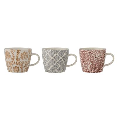 Tazza Genia, Marrone, Gres - (D9,5xH8 cm, Set di 3)