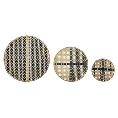 Tona Wall Display, Black, Bamboo - (D30xH5/D35xH5,5/D40xH5,5 cm, Set of 3)