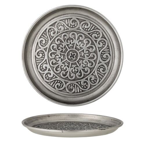 Maze Tray, Silver, Metal - (D33,5xH3 cm)